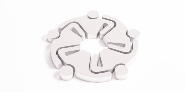 白色人团队合作。3D渲染插图图片下载