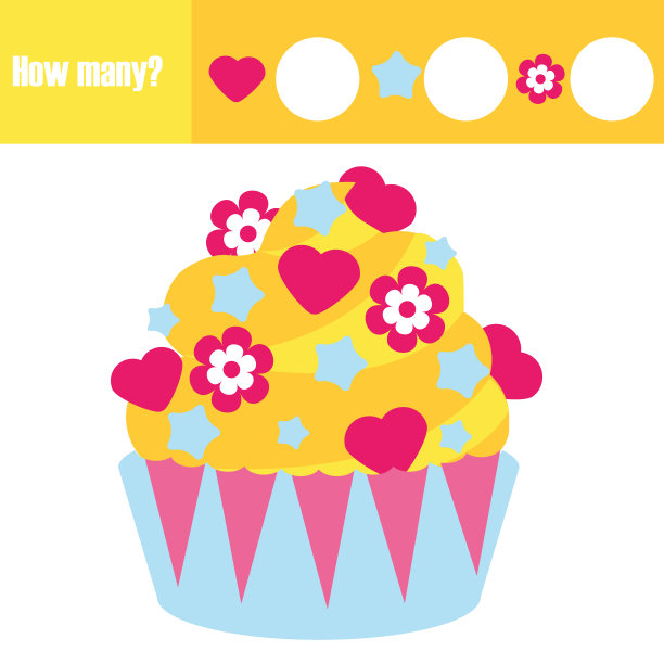 教育儿童数数游戏，儿童活动练习表。有多少对象任务图片下载