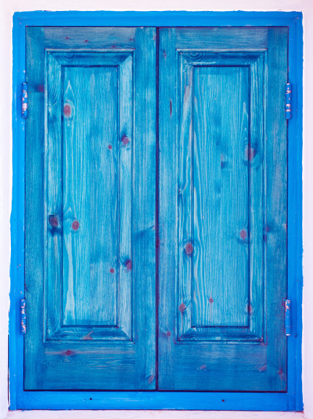 蓝色的木制百叶窗图片下载