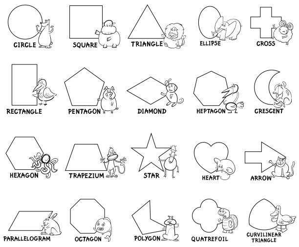 带有动物角色的基本几何形状图片下载
