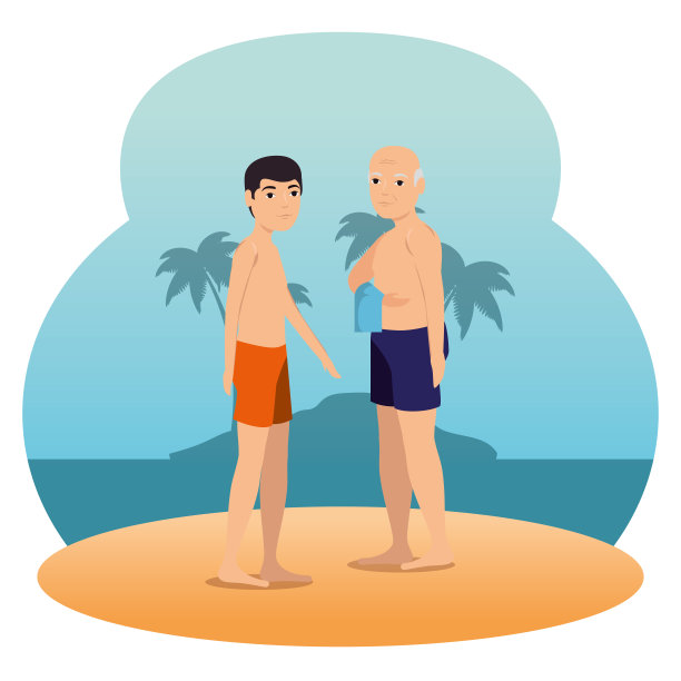 人们在海滩上设计夏季度假图片下载