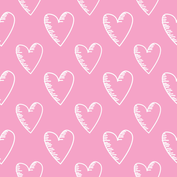 粉色涂鸦心形无缝图案图片下载