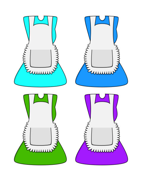 卡通服装与围裙设置孤立的白色背景图片下载