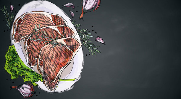 肉牛排画图片下载