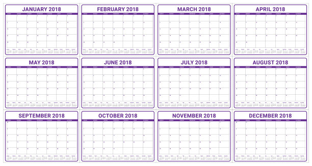 2018年规划师日历矢量插图图片下载