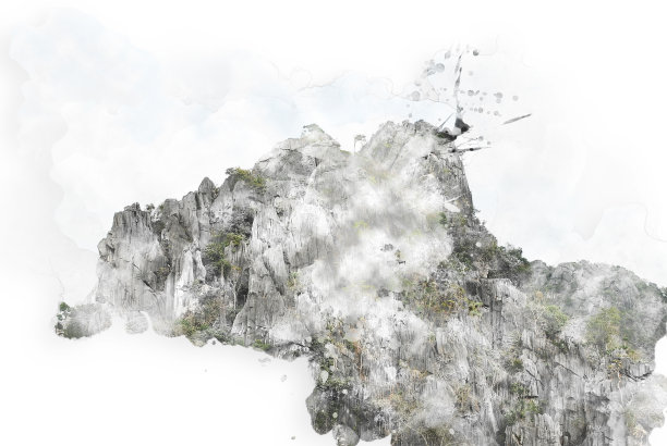 色彩斑斓的山峰以水彩画为背景。图片下载