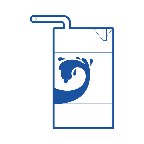 乳汁饮料与吸管在蓝色剪影图片下载