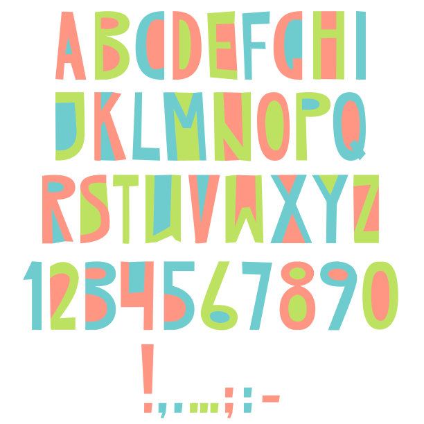 向量英语拉丁字母表。字母,数字,符号。Isolat图片下载