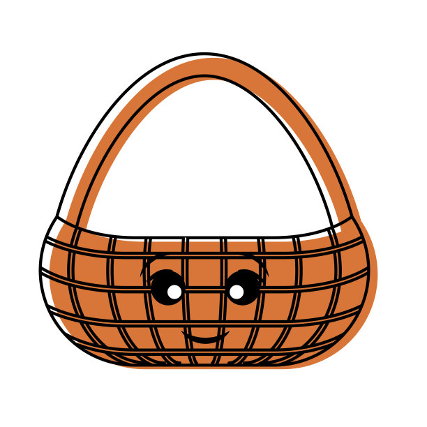 卡哇伊野餐篮矢量插图图片下载