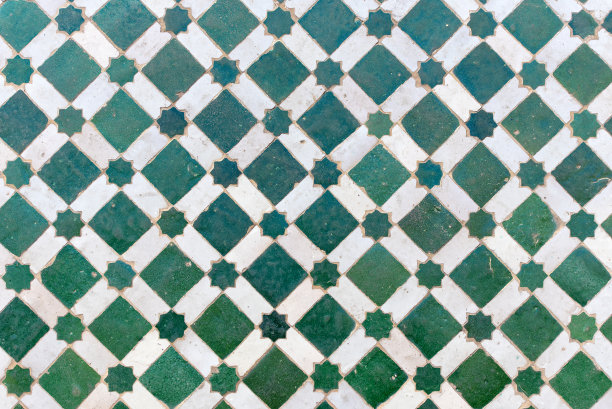 摩洛哥瓷砖以传统的阿拉伯图案、瓷砖图案为背景纹理图片下载