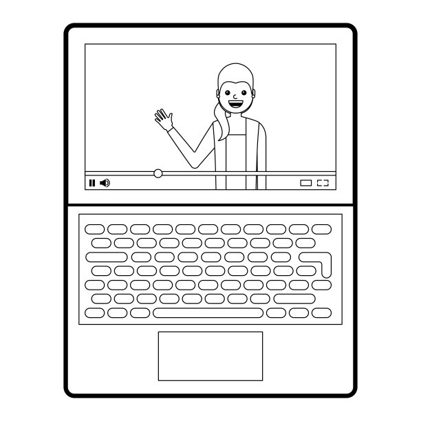 影响者在屏幕笔记本电脑上挥舞视频内容图片下载