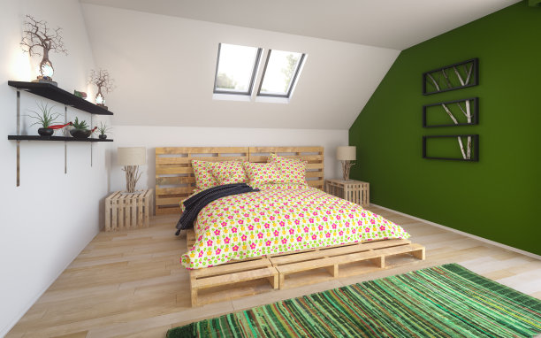 温暖舒适的阁楼卧室图片下载