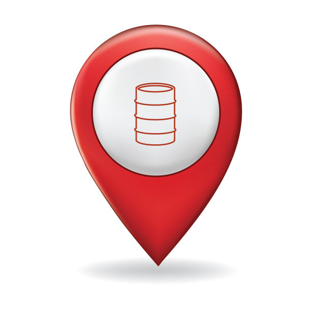 细线图标上的地图指针针-燃料工业图片下载