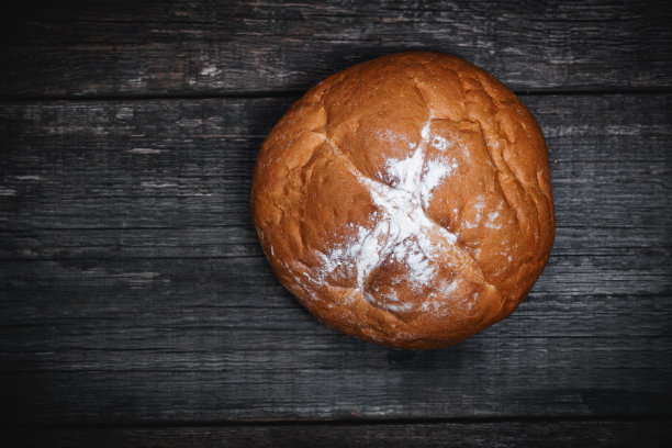 新鲜面包，俯视图图片下载