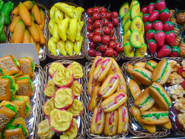 杏仁软糖假食品市场摊位-食品概念图片下载