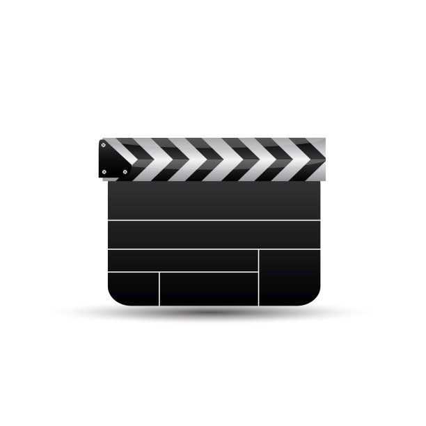 真实的拍板。cinema.板上的白色背景。电影。时间。矢量插图图片下载