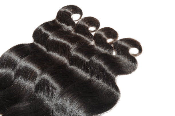 生身体波浪黑色人类头发材料图片下载