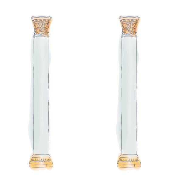 风格化的涂鸦柱多利安式的爱奥尼亚科林斯式柱。矢量插图。古典建筑图片下载