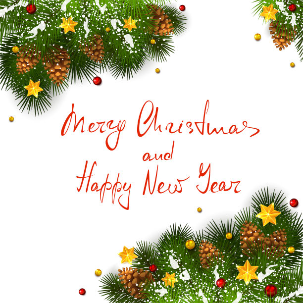 白色背景上点缀着雪花和星星的圣诞装饰品图片下载