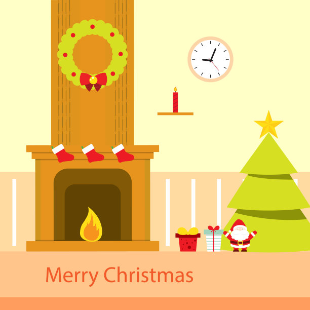 圣诞房间背景壁纸矢量图片下载