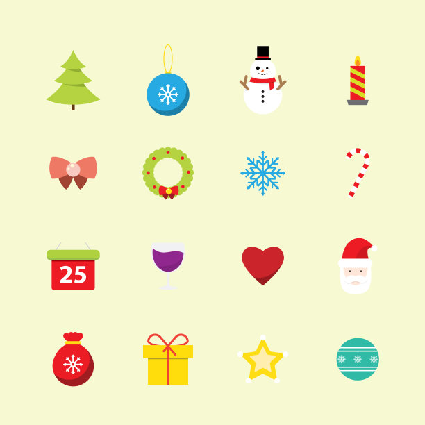 圣诞节庆祝图标集图片下载