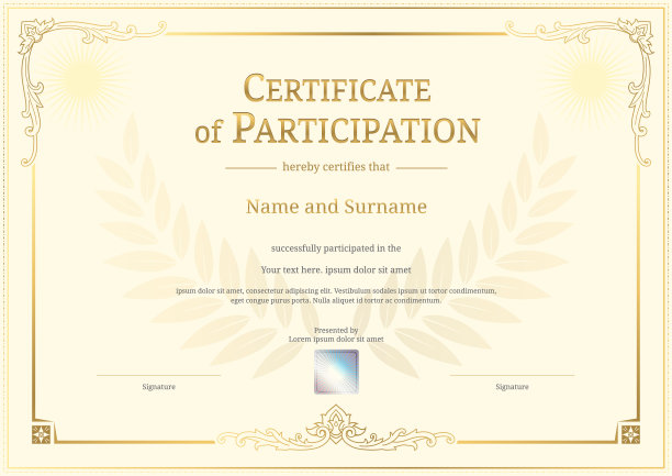 豪华证书模板与优雅的边框，毕业文凭设计或完成图片下载