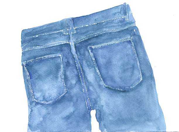 牛仔裤水彩插图图片下载