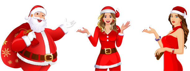 圣诞女孩和圣诞老人图片下载