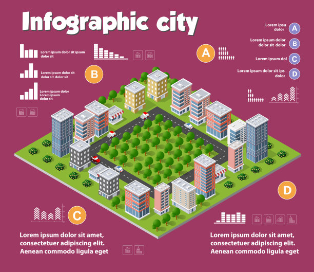 城市等距信息图图片下载