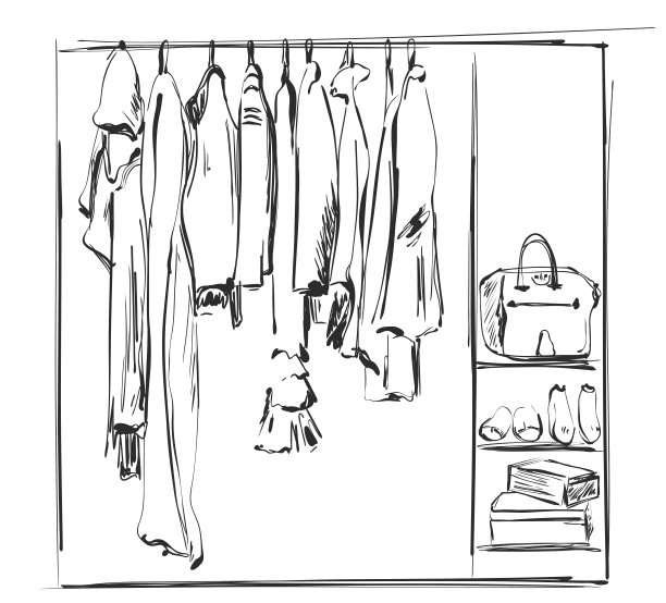 手绘衣柜草图。饥饿时穿衣服图片下载