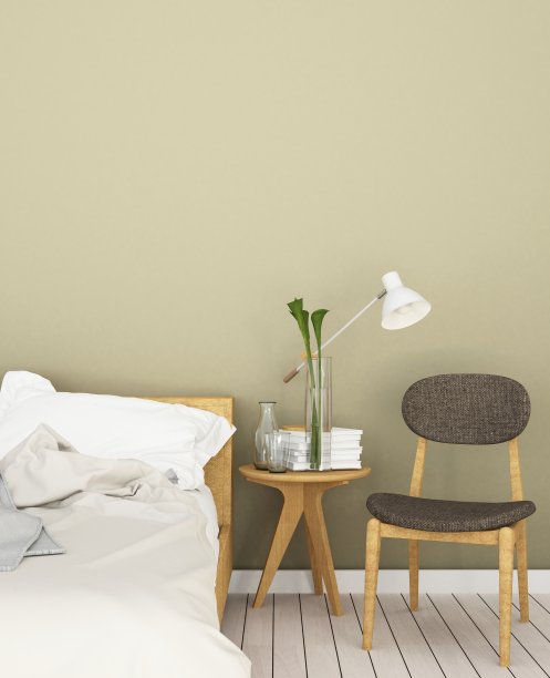 卧室室内空间家具3d渲染和背景墙装饰-简约风格图片下载