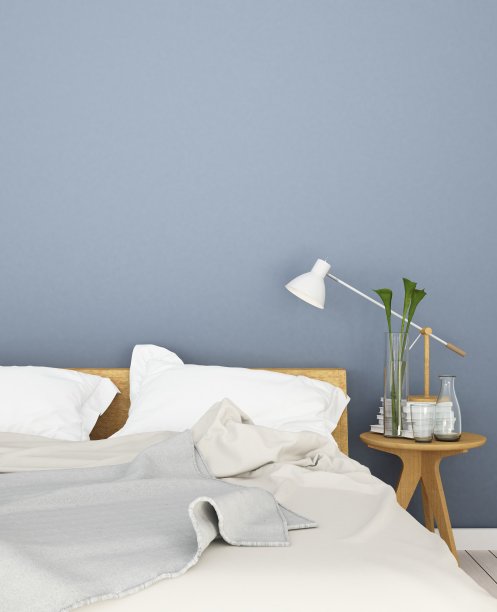 卧室室内空间家具3d渲染和背景墙装饰-简约风格图片下载