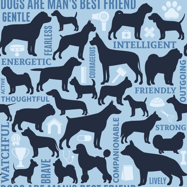 矢量狗无缝模式或背景图片下载