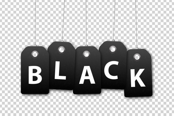 向量组现实孤立的空白价格标签优惠券黑色星期五销售装饰和覆盖在透明的背景。图片下载