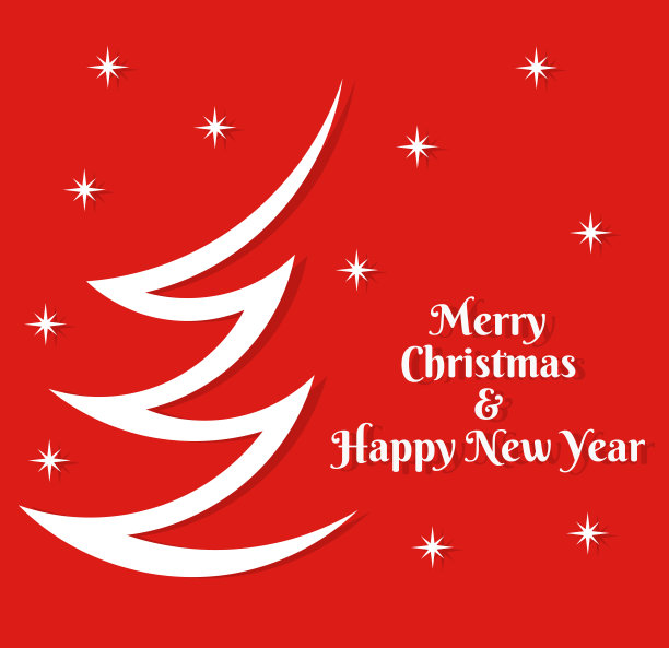 圣诞树红色贺卡。图片下载