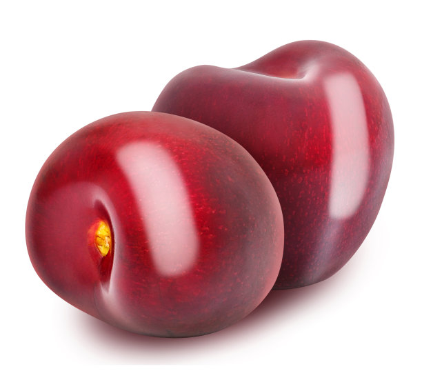 两颗新鲜成熟的红樱桃。图片下载