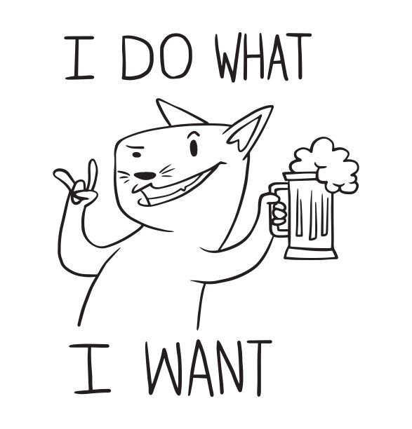 喝着啤酒的搞笑猫，画着线条图片下载