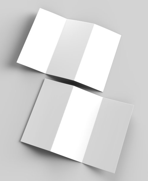空白空白z折叠三折叠宣传册模拟模板设计。3 d渲染插图。图片下载