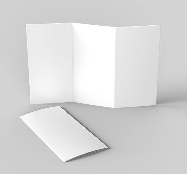 空白空白z折叠三折叠宣传册模拟模板设计。3 d渲染插图。图片下载