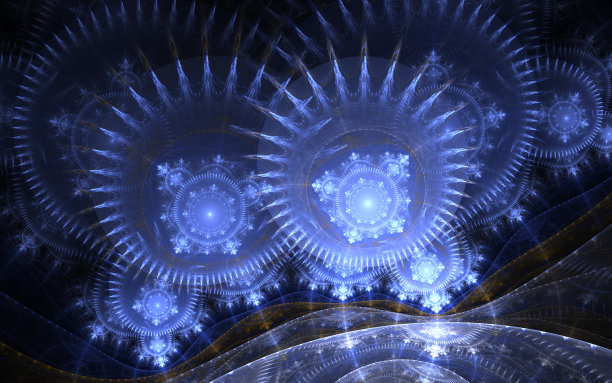 现代分形力学背景。时间机器，数码艺术作品的创意平面设计。抽象分形蒸汽朋克机图片下载