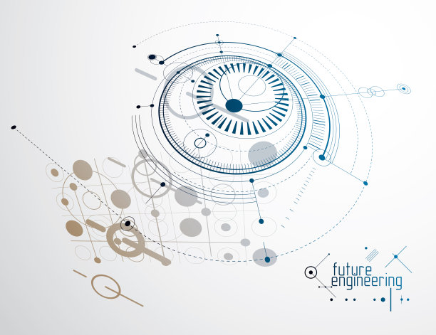 机械方案、带圆矢量工程图、几何零件图图片下载