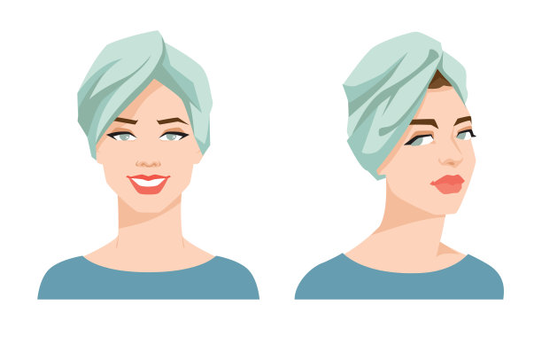 矢量插图的一个年轻的女孩在一条毛巾。素材图片