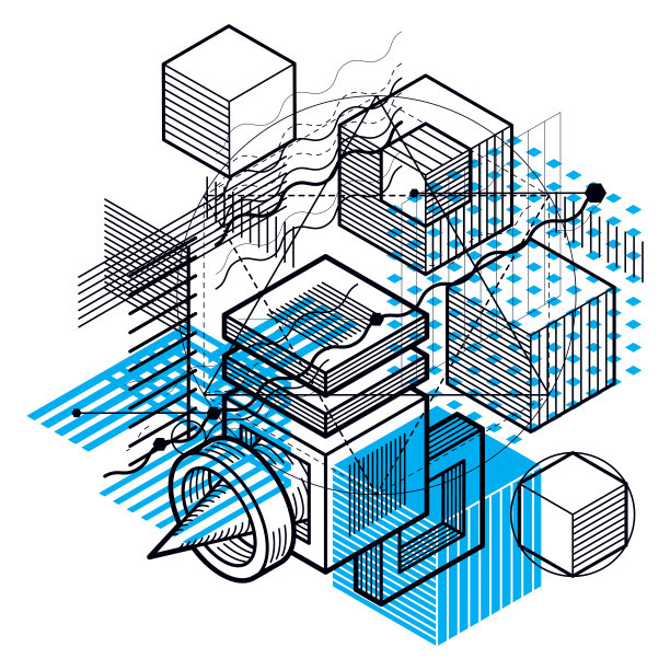 抽象的矢量背景与等距线和形状。图片下载
