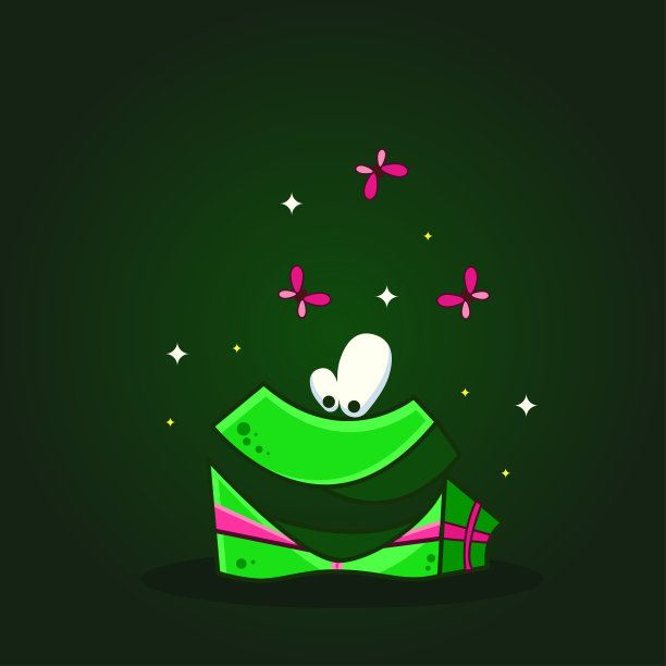 矢量彩色插图的卡通搞笑礼盒在黑暗的背景。物体图像创造原创网页游戏或平面设计图片下载