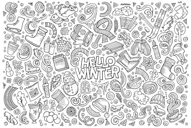 卡通冬季季节的对象图片下载