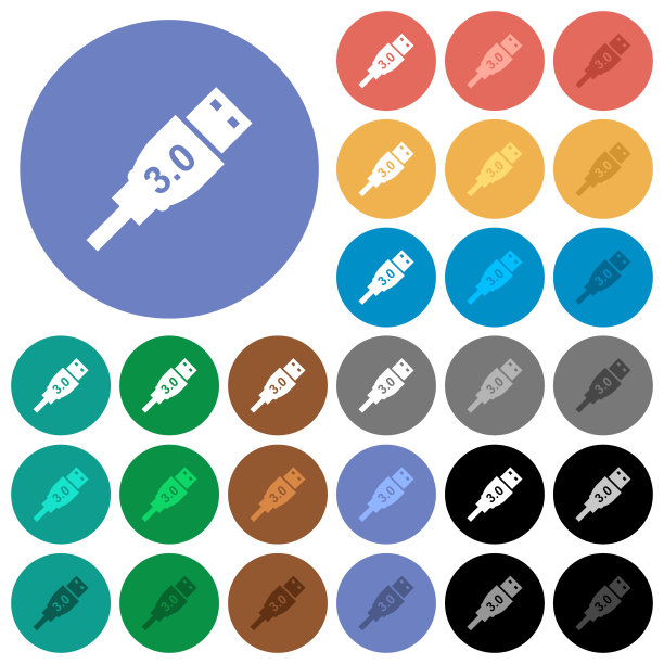 高速USB圆平面多色图标图片下载