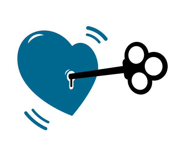 白色背景上的带钥匙的心锁图片下载