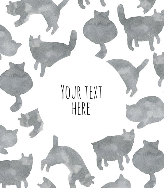 卡与可爱的水彩灰色猫图片下载