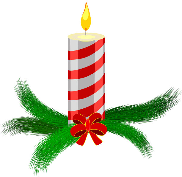 圣诞蜡烛和圣诞树叶图片下载