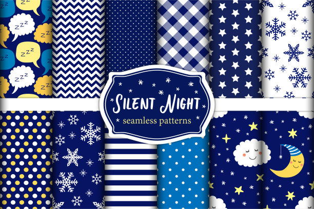 可爱的一套平安夜无缝图案图片下载